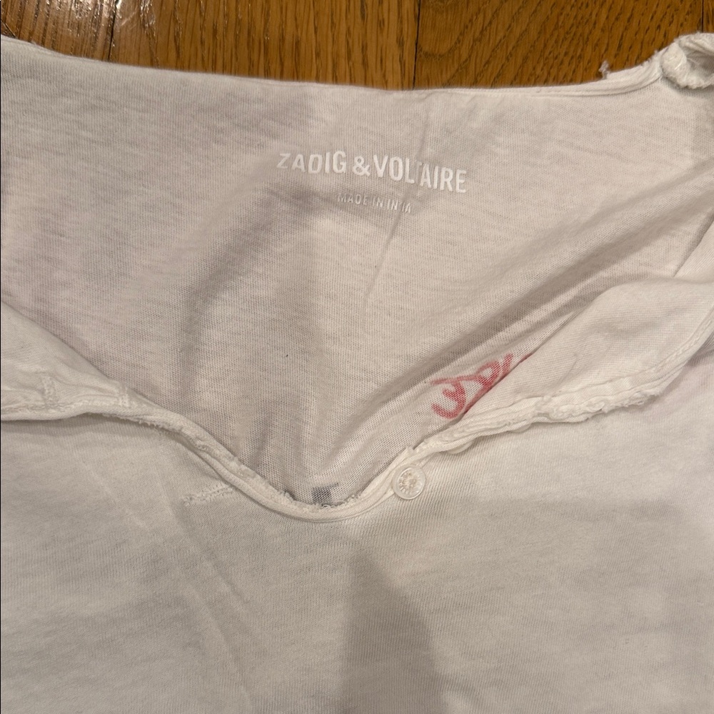 Zadig & Voltaire White Top with Red Accent - Picture 2 of 3